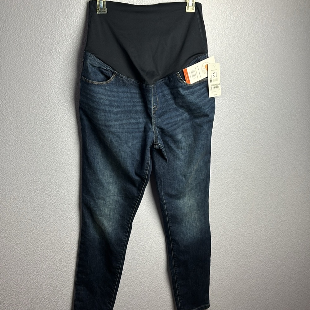 Ingrid & Isabel Deep Blue Jeggings Over the Belly Back Support Cat Whisker Fade - Picture 5 of 12